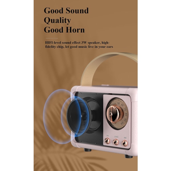 Bluetooth Audio Retro Mini Portabel Audio Trådlös Kortradio (Vit),