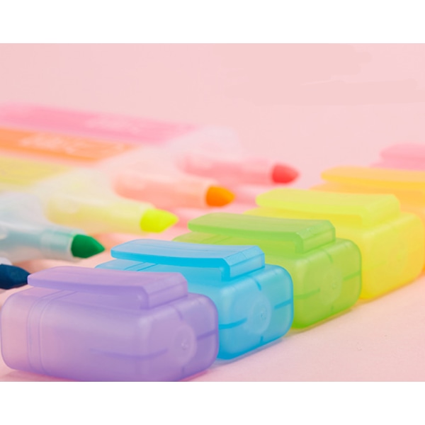 Skrå Hoved Markeringspen Highlighter Studerende Kreativ Farve Accent Linje Markør (Blå Æske (12)),