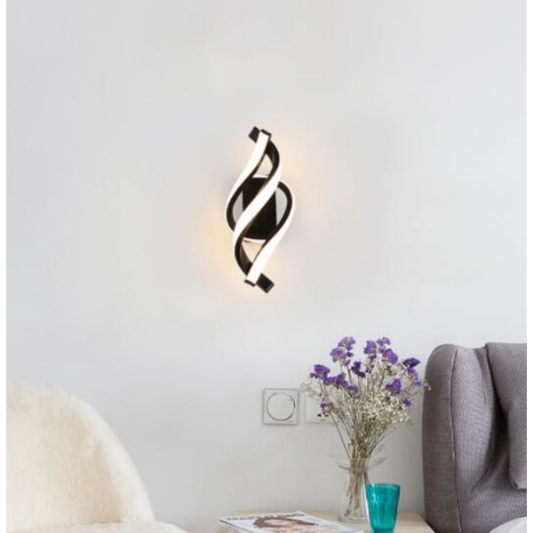 Moderne minimalistisk LED hængende væglampe (Sort, varmt lys),