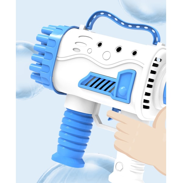 10-håls bubbelmaskin med ljus, helautomatisk utomhus bubbelpistol Bazooka bubbelmaskin (Blå)