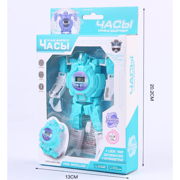 Elektronisk Deformation Barn Robot Klocka Leksaker (Robot Klocka Låda - Grön),