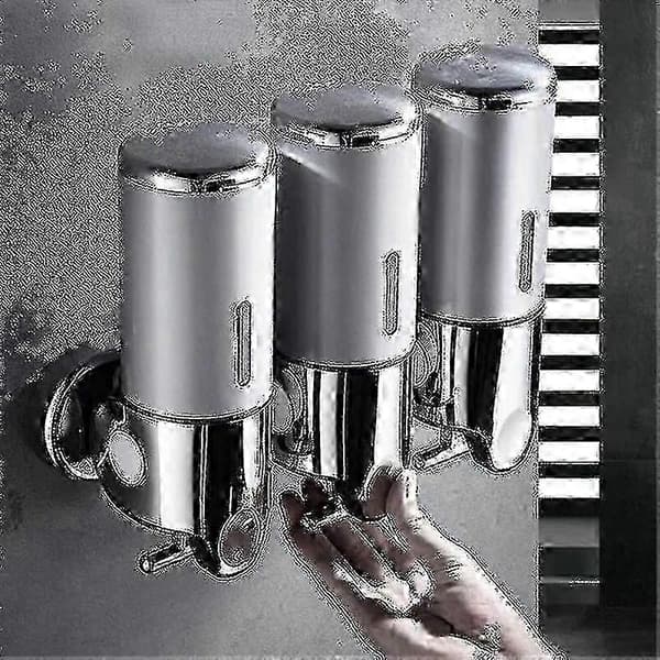 Badrumsskumtvåldispenser - Väggmonterad automatisk flytande tvål- och schampodispenser Silver double