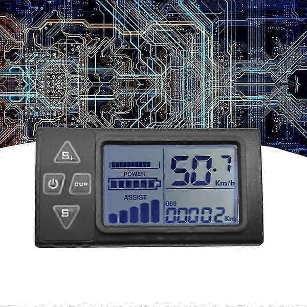 24V 36V 48V 60V S861 LCD Ebike Display Dashboard Meter til Elcykel BLDC Controller Kontrolpanel (SM Stik) Sort Black