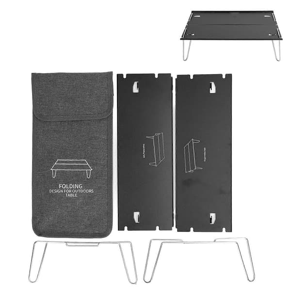 Sammenfoldeligt campingbord Udendørs bærbart aluminiumslegering Ultralet mini sammenfoldeligt bord Multifunktionelt campingbord Sort