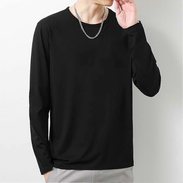 O-hals langærmet T-shirt til mænd efterårstop pullover T-shirts daglig beklædning