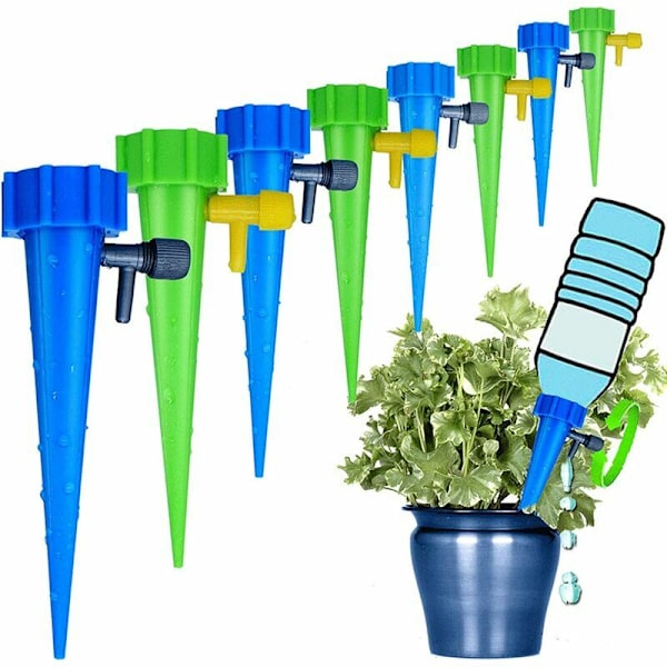Automatisk vandingsanordning, justerbart plantevandingssystem, plante-blomstervanding, passer til de fleste flasker (12 stk)