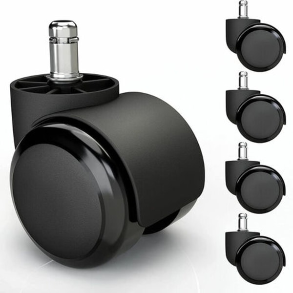 Pakke med 5 udskiftelige drejelige hjul til kontorstol 11x22mm - Sort