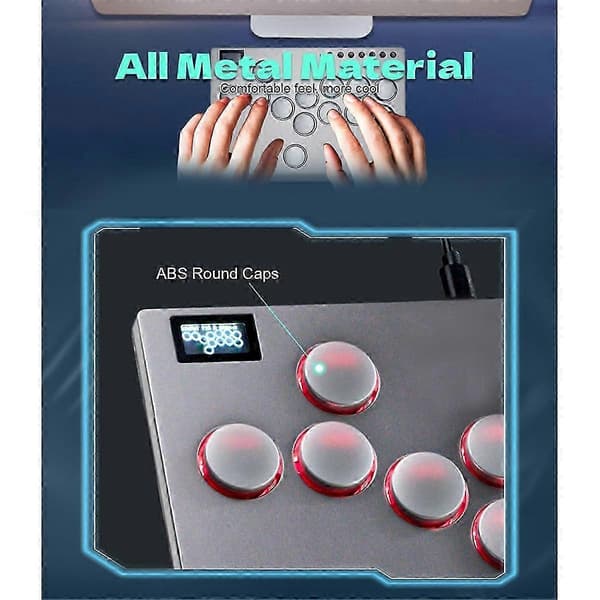 13 Taster Arcade Stick All-Button Joystick Controller med brugerdefinerede RGB Turbo-funktioner understøtter SOCD Sort