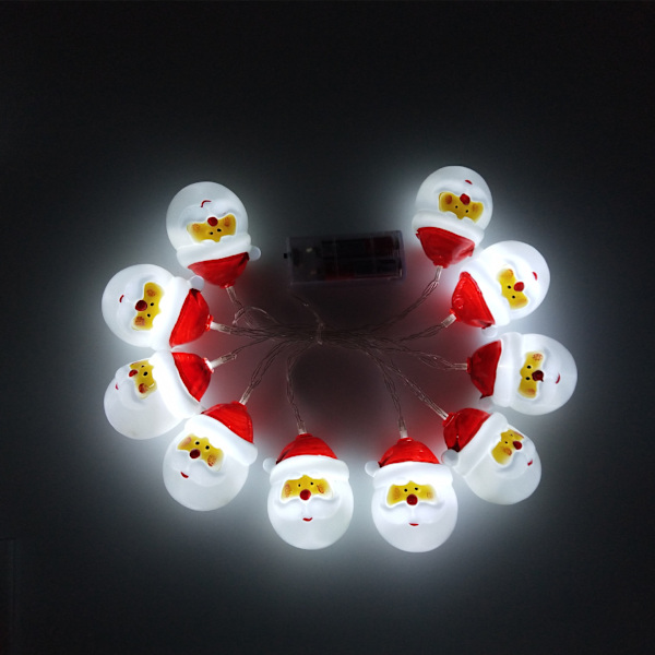 LED Santa Snemand Lyskæde, Julehavefest Dekoration Vedhæng (10 Hvide Santa Lys)