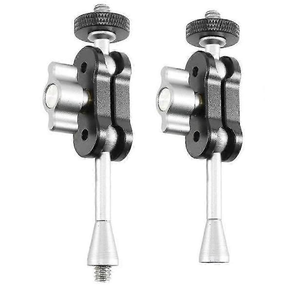 Superklemme med multifunktionel arm dobbelt kuglehoved superklemmemontering 1/4 gevindadapter til DSLR sort/sølv Blacksilver
