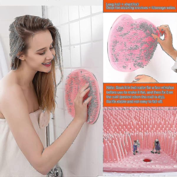 Väggmonterad silikonfot- och ryggskrubbborste, 2-pack