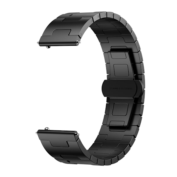 Titanium klockarmband för 22 mm Smartwatch Butterfly Clasp (DLC-förstärkt skydd) Svart Sort