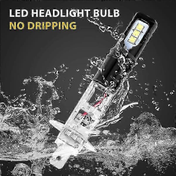 2x H1 LED-strålkastarlampor 6000K Vit 6000LM Helljusersättning