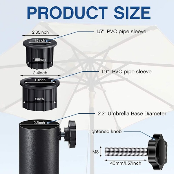 Silikone Paraplyhul Prop Udendørs Parasol Kegle 2+2+2 Neutral Hvid Æske
