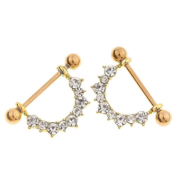 Brystvorteringe Barbell Nipplering Skjold Krystal Mamilo Ring Piercing Smykker-KAKA