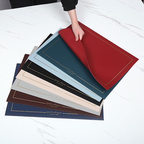 3 Stycken Fyrkantiga Läder Placemats för Hem, Hotell Restaurang Väst Placemats, Olje- och Värmeisolerande Placemats (Aprikosfyllning),