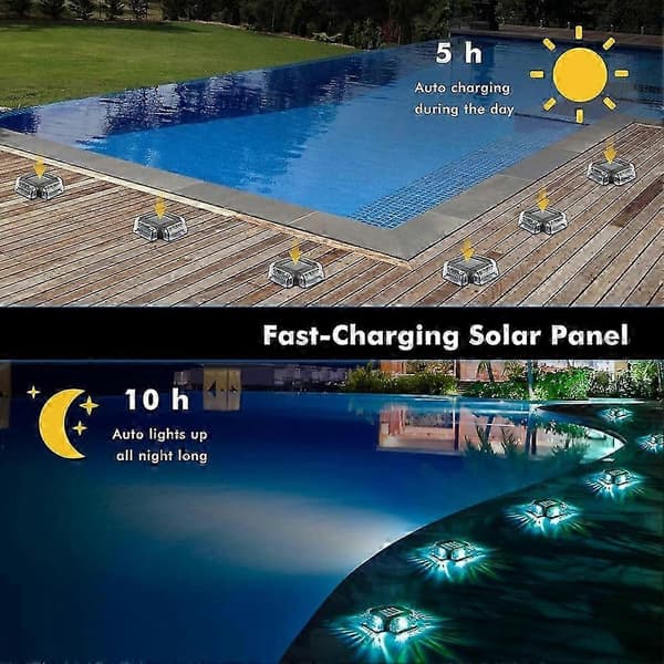 4-pak Solar Pool Deck Lights til overjordiske og nedgravede swimmingpools tilbehør sort Black