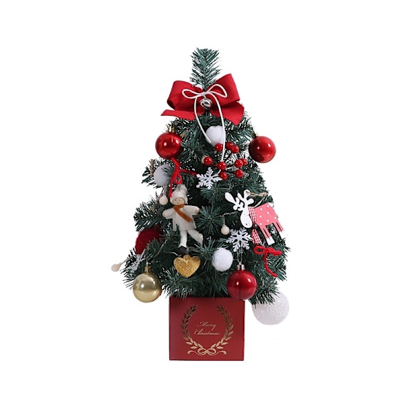 Koreanskt Rosa Mini Julgransset, Julgransdekoration för Skrivbord med LED Snöträdspresent (45CM Röd)