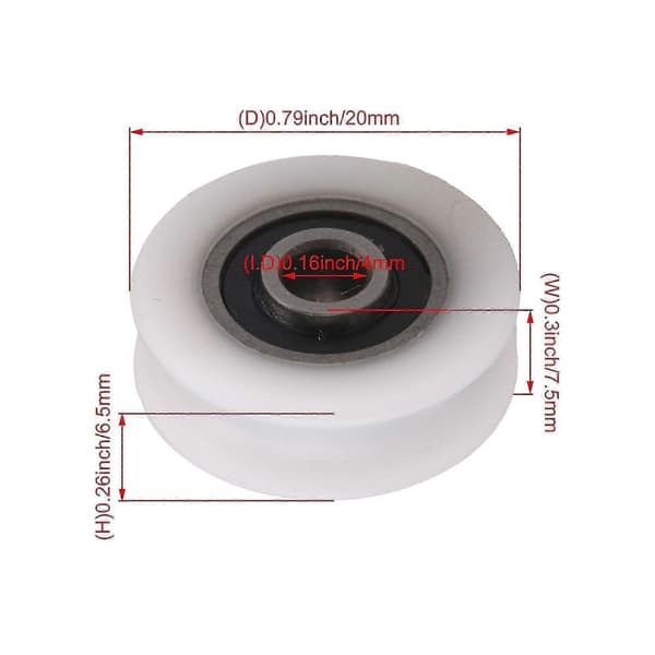 4 stk. 4 mm indvendig diameter nylonremskive til skydedør U-rille