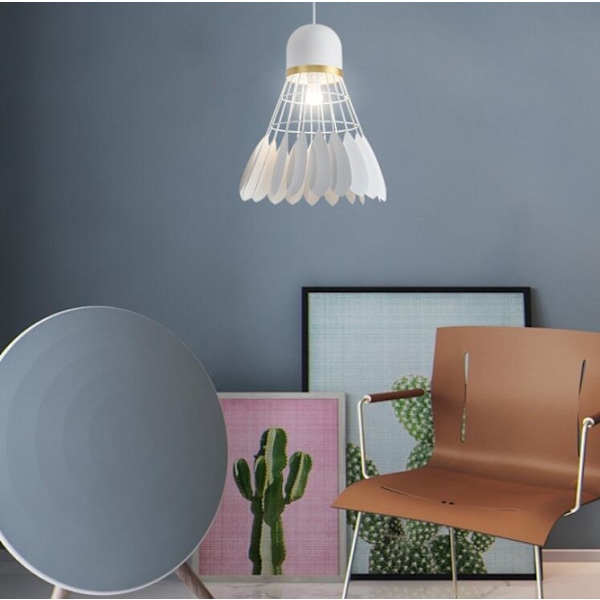Moderne, enkel og kreativ macaron jern badminton lysekrone (lille hvid),