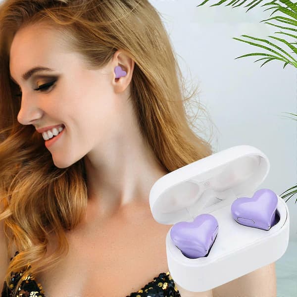 Trådløse Bluetooth-øretelefoner Hjerteform Støjreducerende Sport TY Violet
