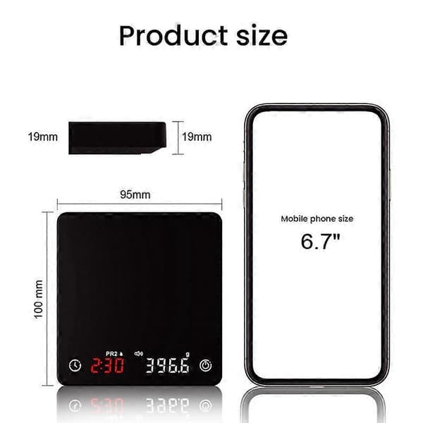 Mini Smart Köksvåg Precision Digital Kaffevåg Espresso med Timer Svart Black