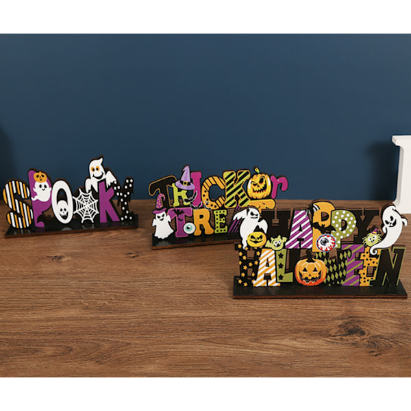 3 kpl Halloween puiset koristeet koriste-sarja pohjakirjaimilla kurpitsa työpöytätarvikkeet sisustus,