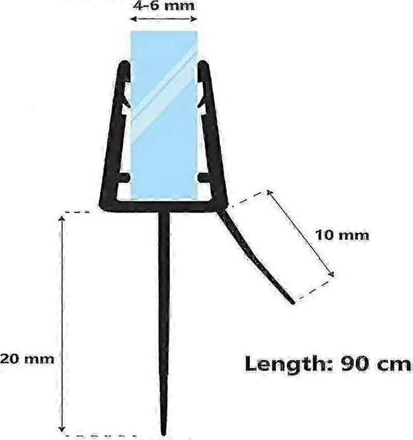 Universal 900 mm bruserforsegling 2 stk., passer til 4-6 mm tykt glas, maks. 20 mm mellemrum