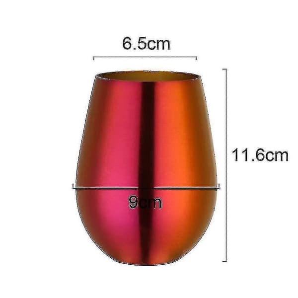 2 stk. stilkløse vinglas sæt holdbare rustfri stålglas Magic Red