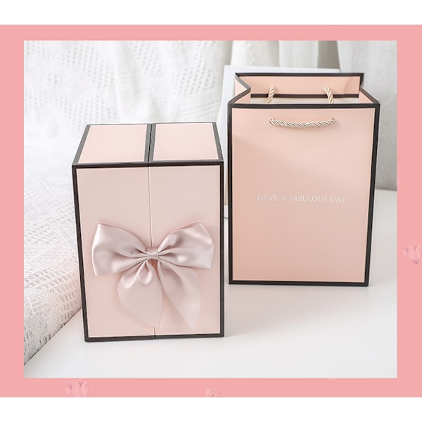 Rosentvål Blomma Lådpresentförpackning Dubbeldörr, Evig Blomma Present (Lila, Rosa Dubbeldörrs Tvål Blomma Presentförpackning),