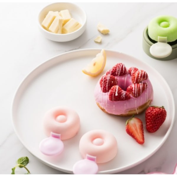 Fødevaregodkendt Silikone Donut Isform Hjemmelavet Is til Børn Ispinde Komplementær Mad (Gul),