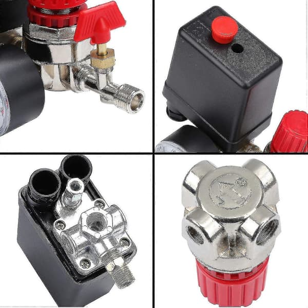 Justerbar luftkompressor trykafbryder med manometer og regulator
