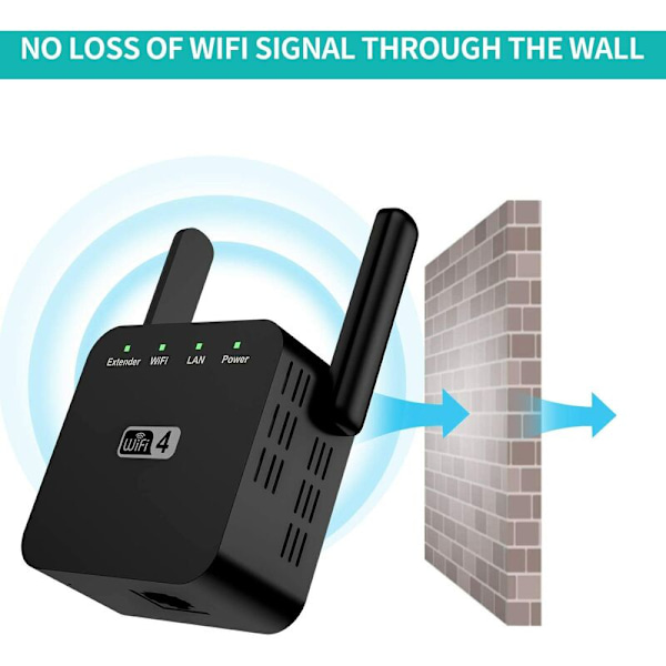 wifi extender trådløs signalforstærker sort europæisk standard