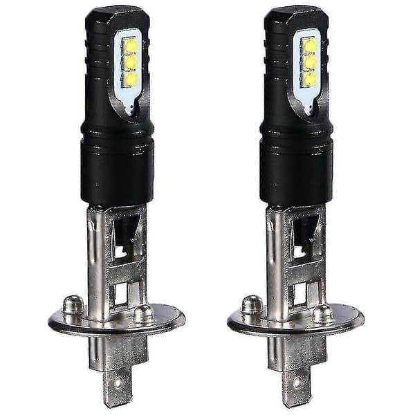 2x H1 6000k Superljus Vit 6000lm Drl Led Strålkastarsats Helljus