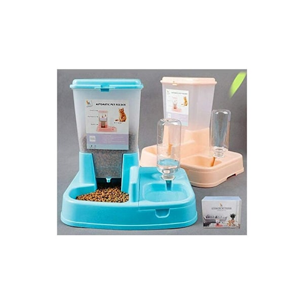 Automatisk Foder- og Vanddispenser til Katte/Hunde, Hundemad Vanddispenser (Pink)