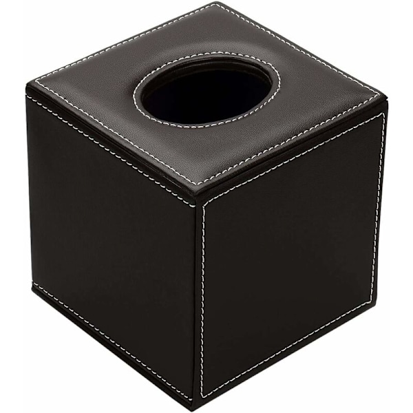 PU Läder Tissue Box, Fyrkantig Tissue Dispenser, Brun
