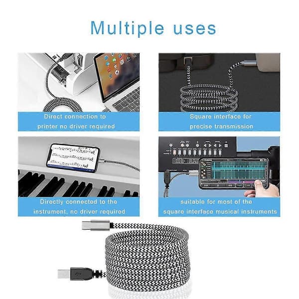 Type C til MIDI-kabel USB C til USB B 2.0 printerkabel printer scannerkabel til AiO, printere og mere