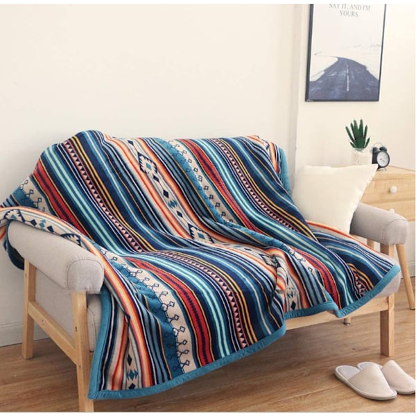 50\" x 60\" Flanell Sherpa Pude - Blødt og Plysset Flanell Boheme Tæppe