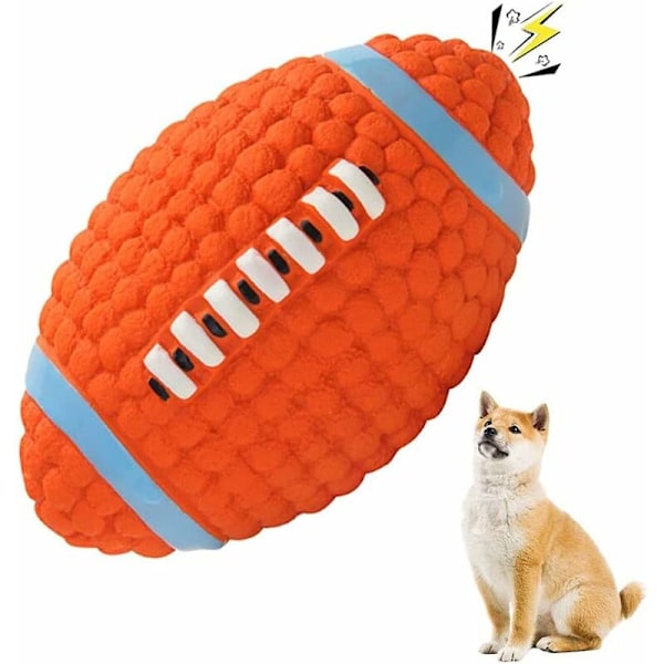 Hundleksak Rugbyboll, Rugbyboll för Hundar, Hundleksak i Gummi, Hundleksak för Hundträning, för Mellanstora och Stora Hundar (Orange-L) - Versailles