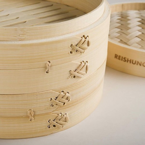 Bambusdamper (Diameter 20 cm) - Bambusdamper til ris, dim sum, grøntsager, fisk og kød
