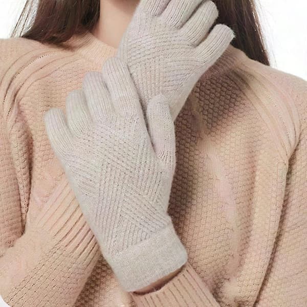 Vinter Varme Ensfarvede Argyle Touchscreen Handsker med Fuld Finger