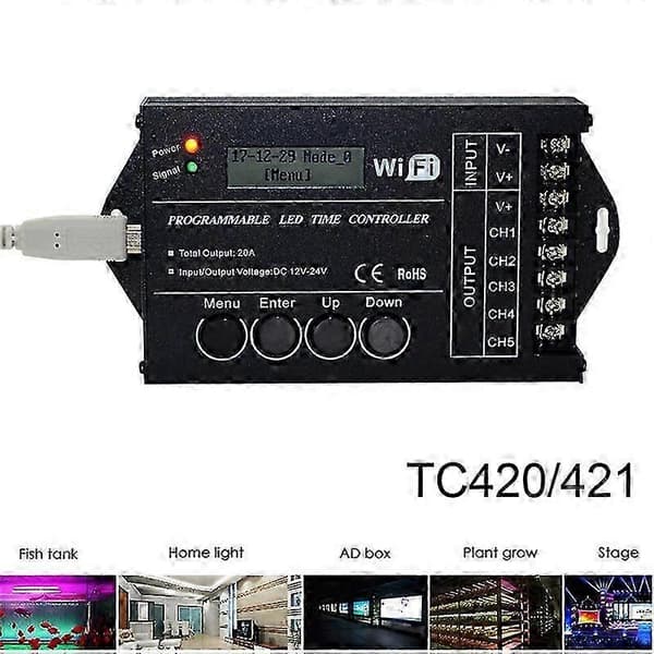 DC 12V 24V WiFi RGB Tids-programmerbar LED Controller TC421 5 Kanaler 20A Fælles Anode Programmerbar