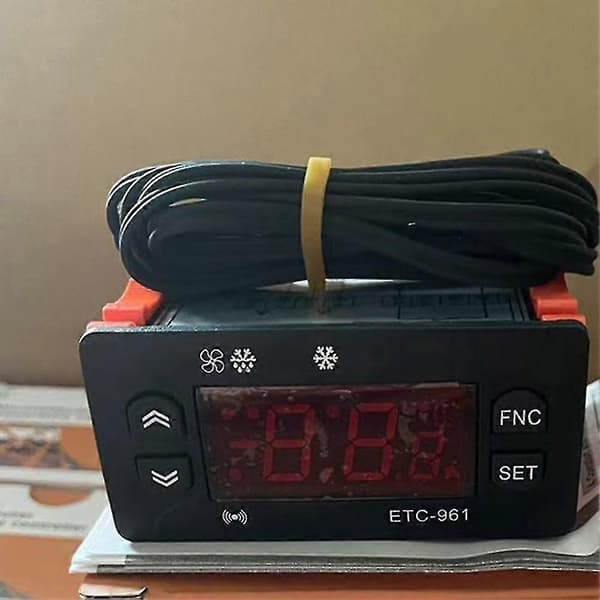 Digital Termostat og Hygrometer ETC-961 til Klimakontrol Sort Black