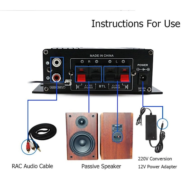 AK370 Bluetooth-vahvistin auto koti 12V