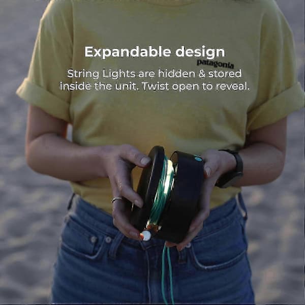 MPOWERD Luci Sun String Lights + Telefonoplader: Solar/USB, 5,5 m, 100 Lumen