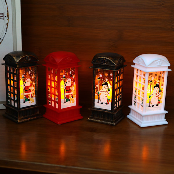 LED Natlampe Telefonboks Dekorationslys Julegave, Snemand Stil - Hvid