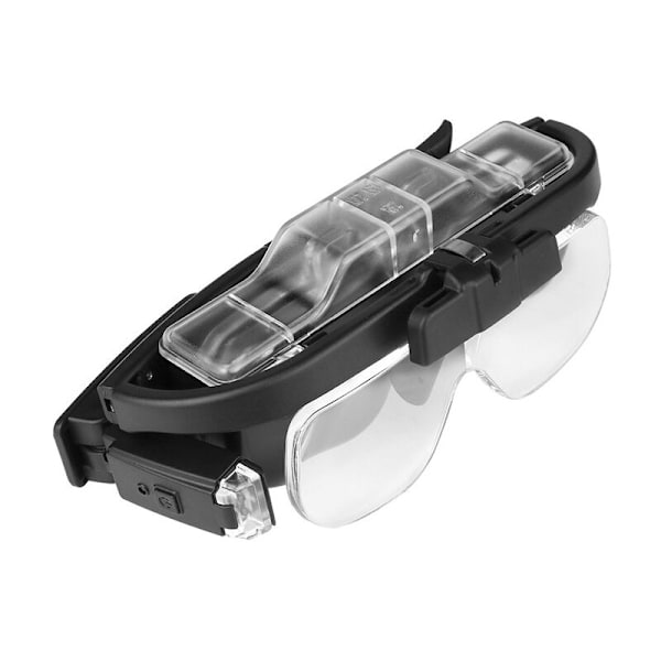 Ladattavat suurennuslasit, handsfree-visiirisuurennin 3 irrotettavalla linssillä ja 2 LED-valolla, Super-lasit