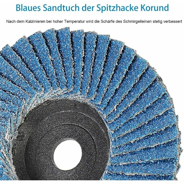 8 stk. Lamelslibeskiver, 76 mm x 10 mm slibeskiver, korn 40/60/80/120, til metal, stål og træ, coatede lamelslibeskiver, slibeskiver, (blå)