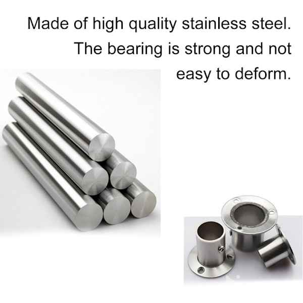 Fortykket rustfrit stålrør sæde fast støtte tøjstang base flange sæde håndklædeholder høj fod 19mm-2