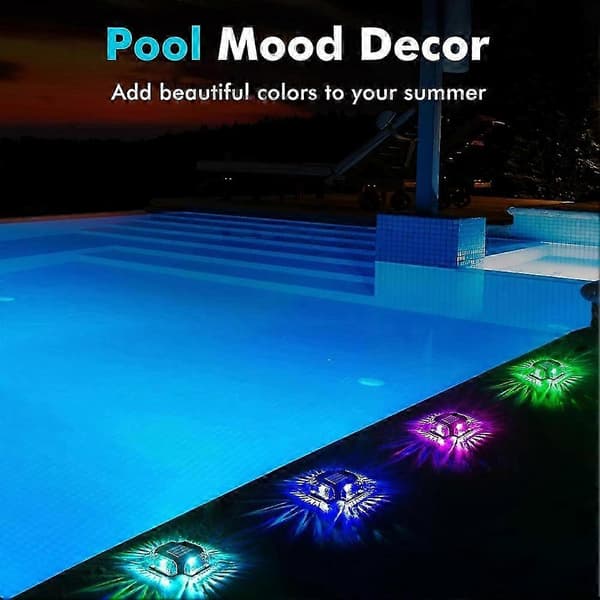 4-pak Solar Pool Deck Lights til overjordiske og nedgravede swimmingpools tilbehør sort Black